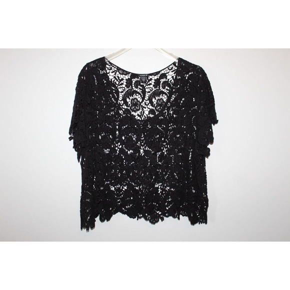 Torrid Floral Sheer Crochet Lace Crop Top Black Women's Plus Size 3 3X H14709 - Picture 2 of 6